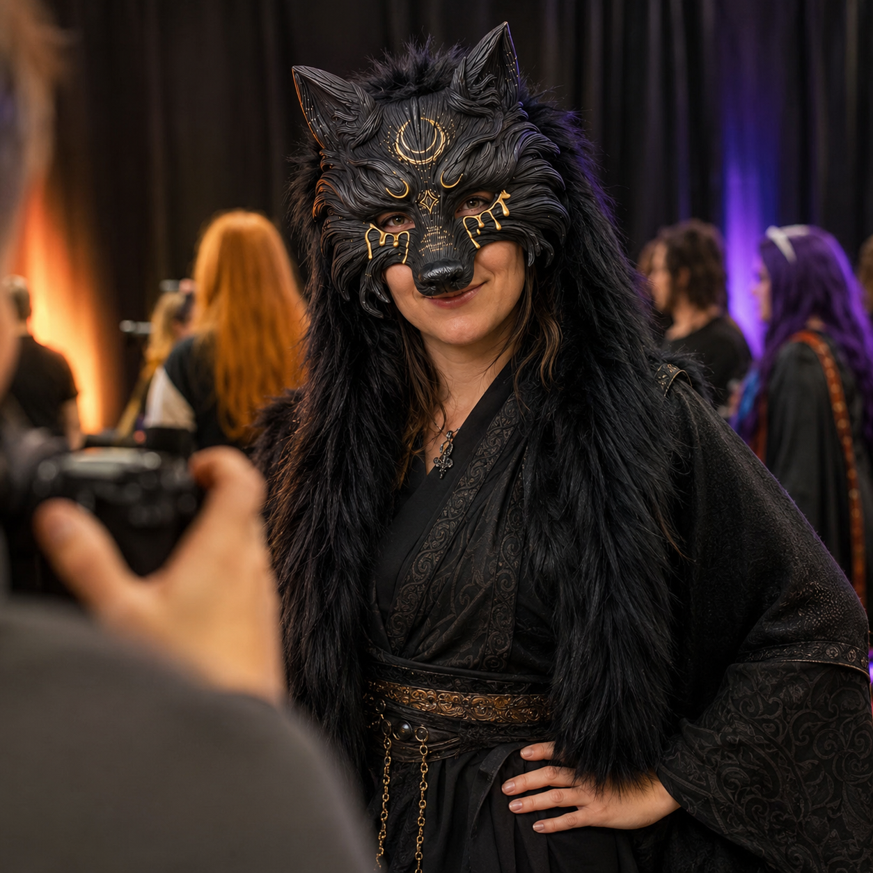45% OFF🔥Viking Wolf Headdress – Black & Gold Werewolf Mask for Halloween, LARP & Cosplay