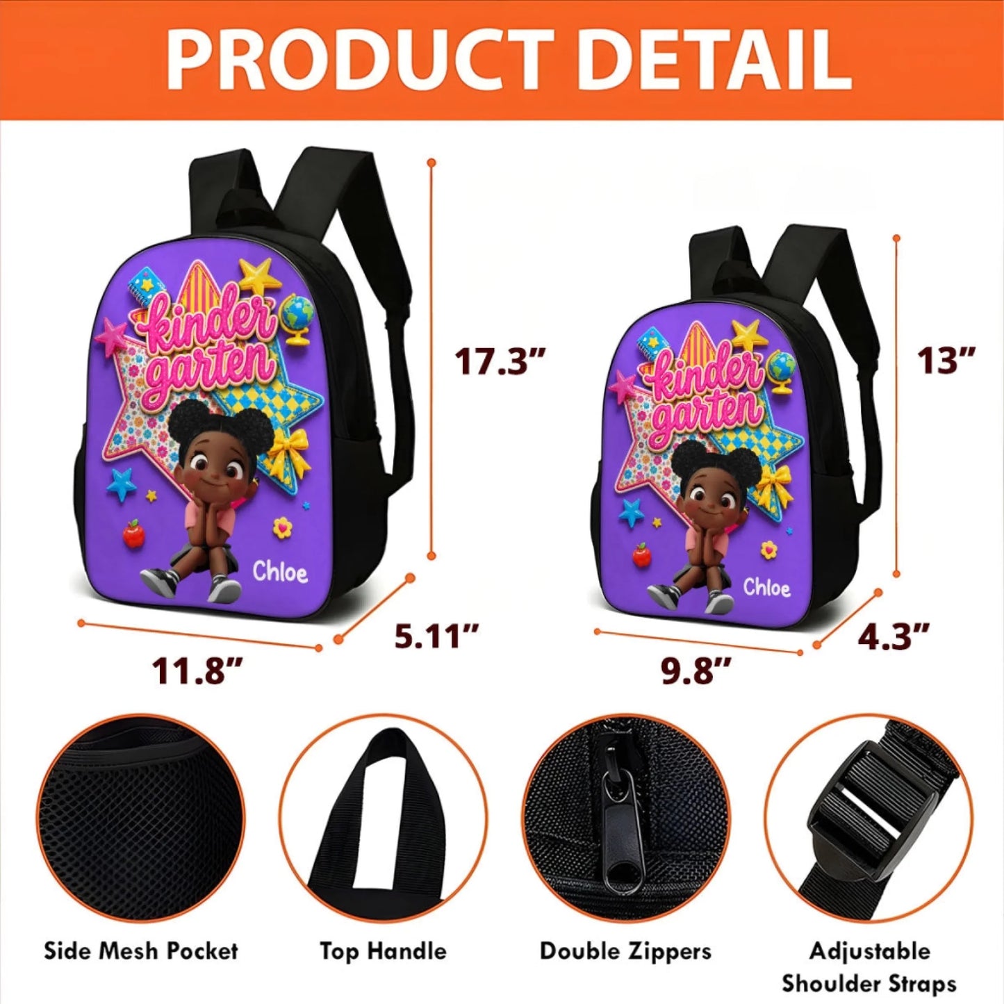 Cute Little Girl Custom Grade - Personalized Backpa (5)