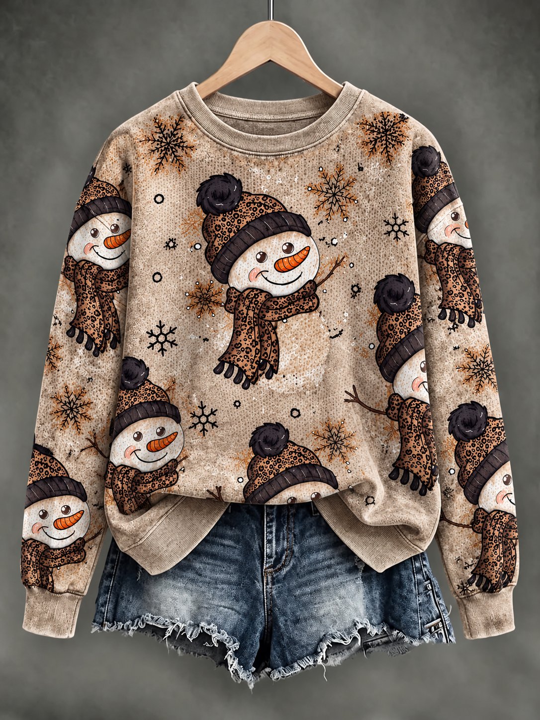 Women's Christmas Art Printed Casual Long-Sleeve Top