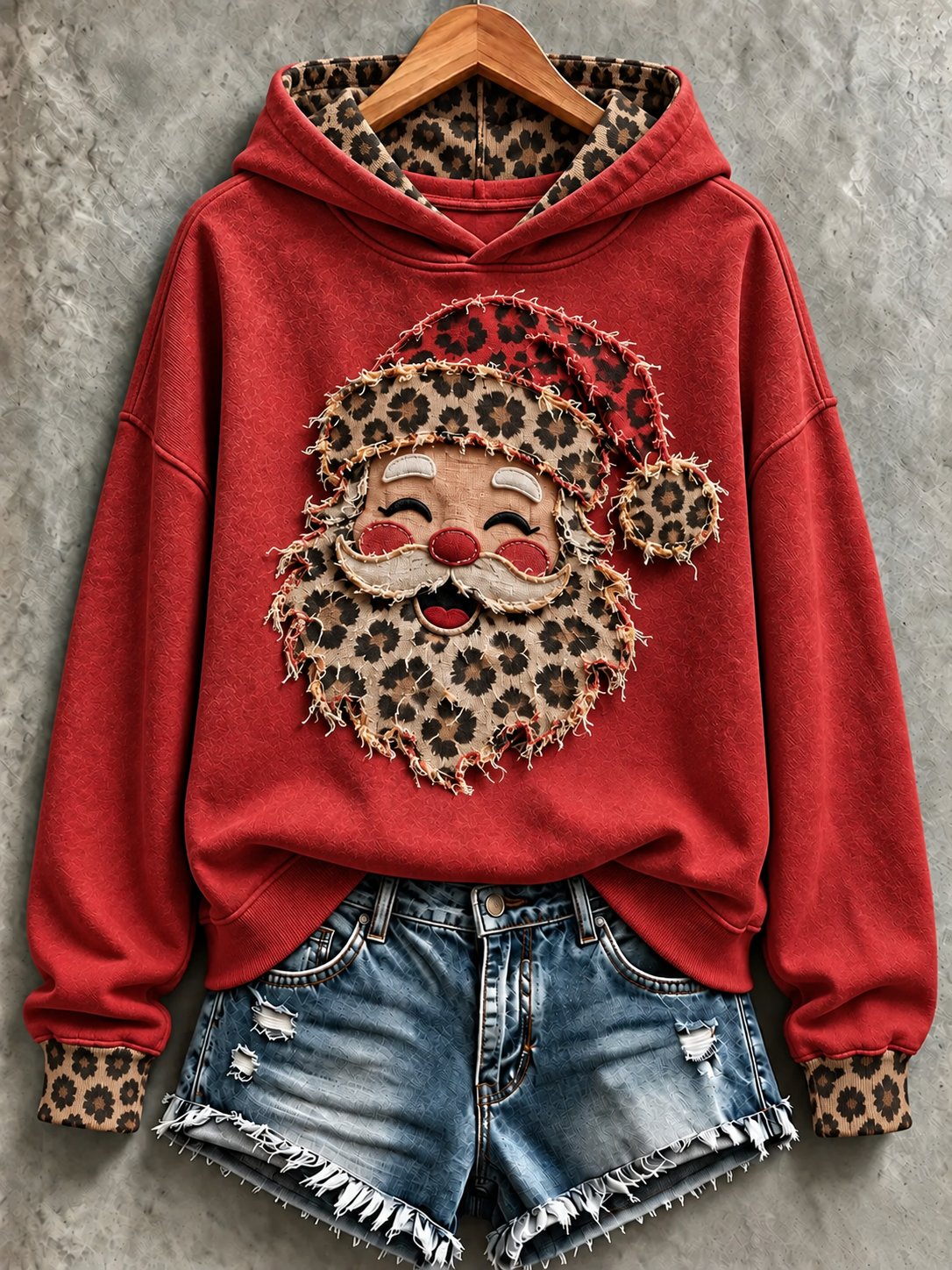 Women's Christmas Santa Print Hoodie