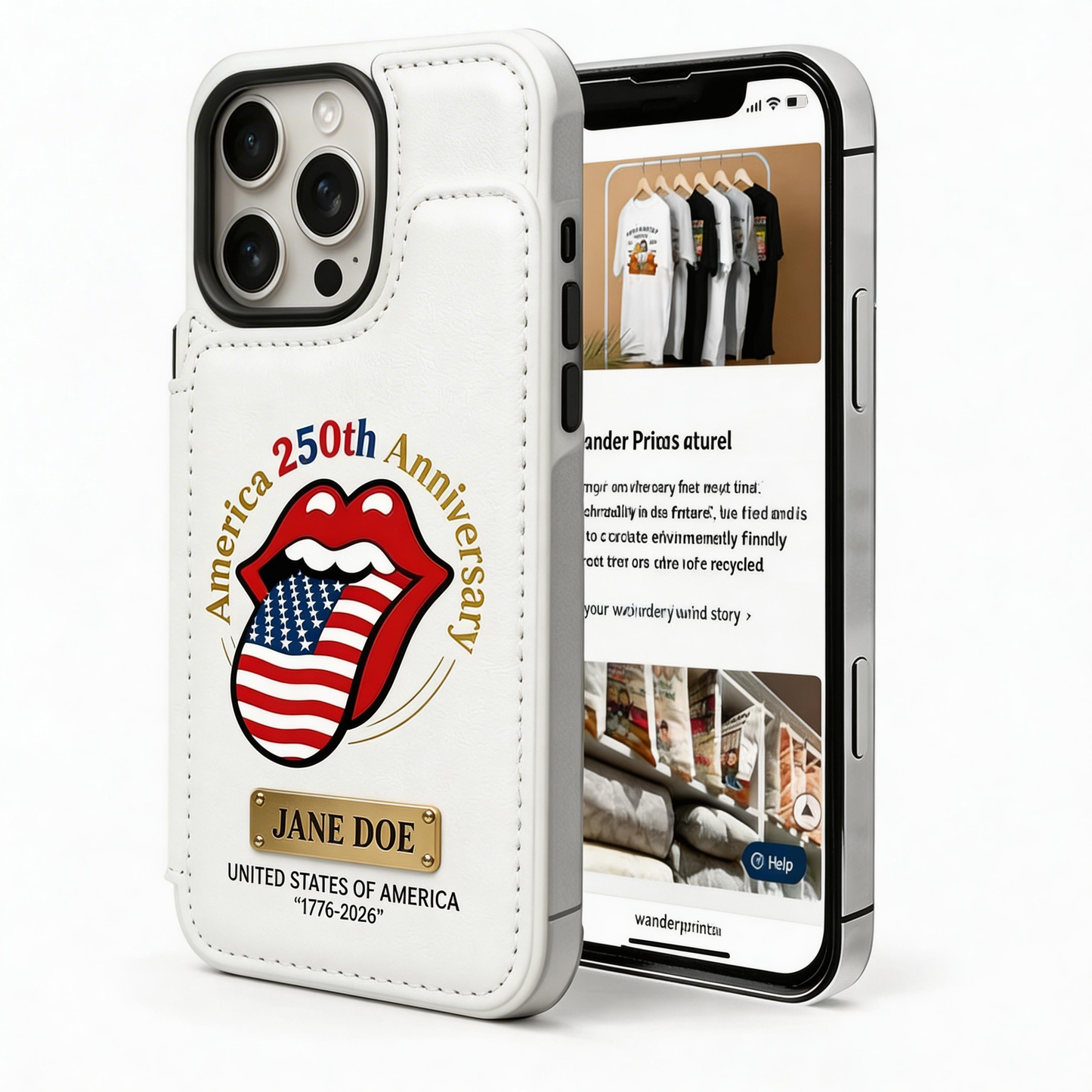 Personalized iPhone Wallet Phone Case – RS America 250th Anniversary Edition, Leather Card Holder