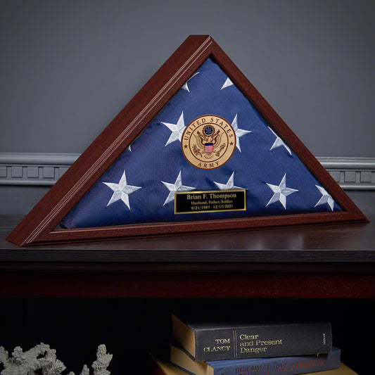 Personalized Flag Display Case Army Seal - Made in USA - US Army Retirement, Burial Flag Case, Custom Memorial Flag Case, Soldier Gift