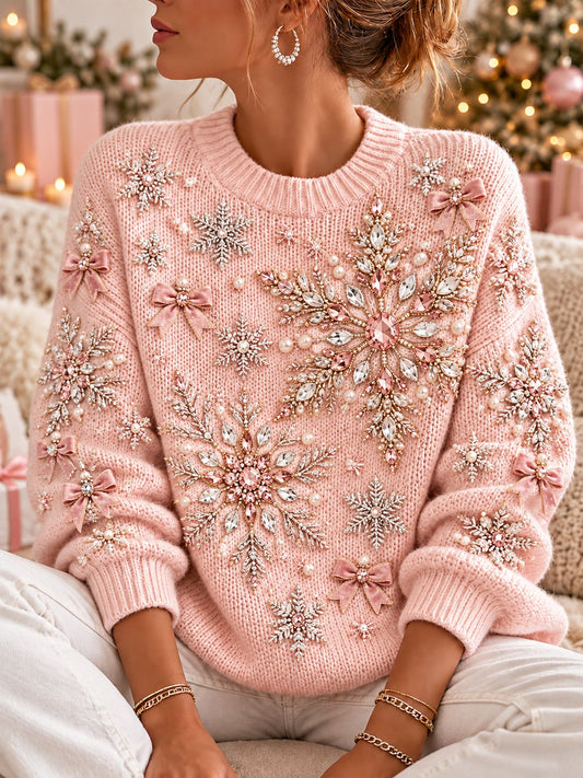 Women'S Christmas Print Crew Neck Long-Sleeve Sweatshirt