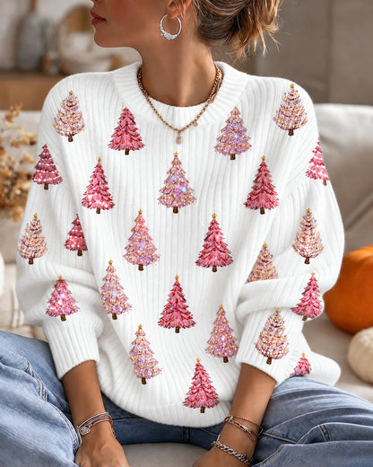 Women's Christmas Print Casual Knit Top