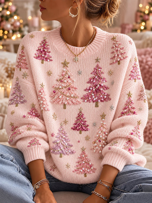 Women'S Christmas Print Crew Neck Long-Sleeve Sweatshirt
