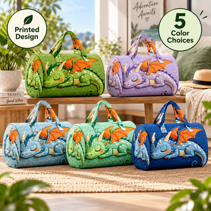 Cute Sleeping Dragon Quilted Duffel Bag – Fantasy Print Overnight & Weekender Travel Bag