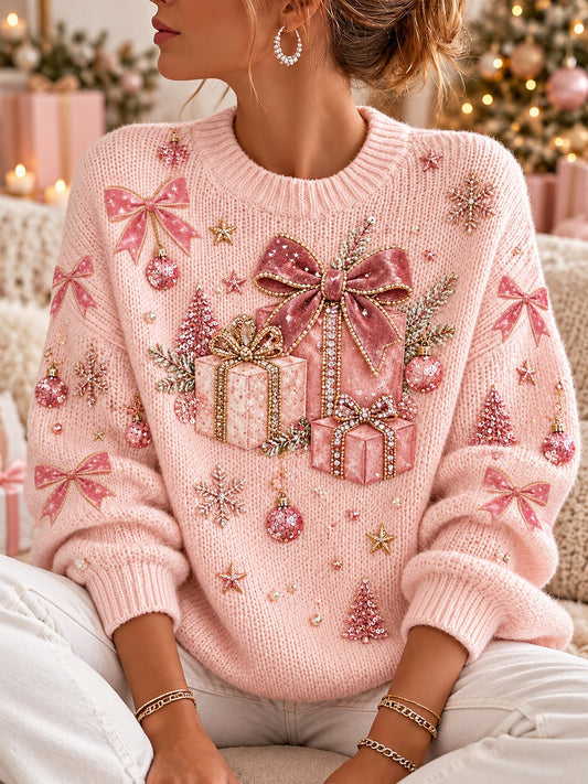 Women'S Christmas Print Crew Neck Long-Sleeve Sweatshirt