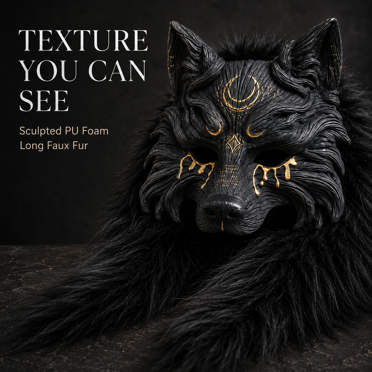 45% OFF🔥Viking Wolf Headdress – Black & Gold Werewolf Mask for Halloween, LARP & Cosplay