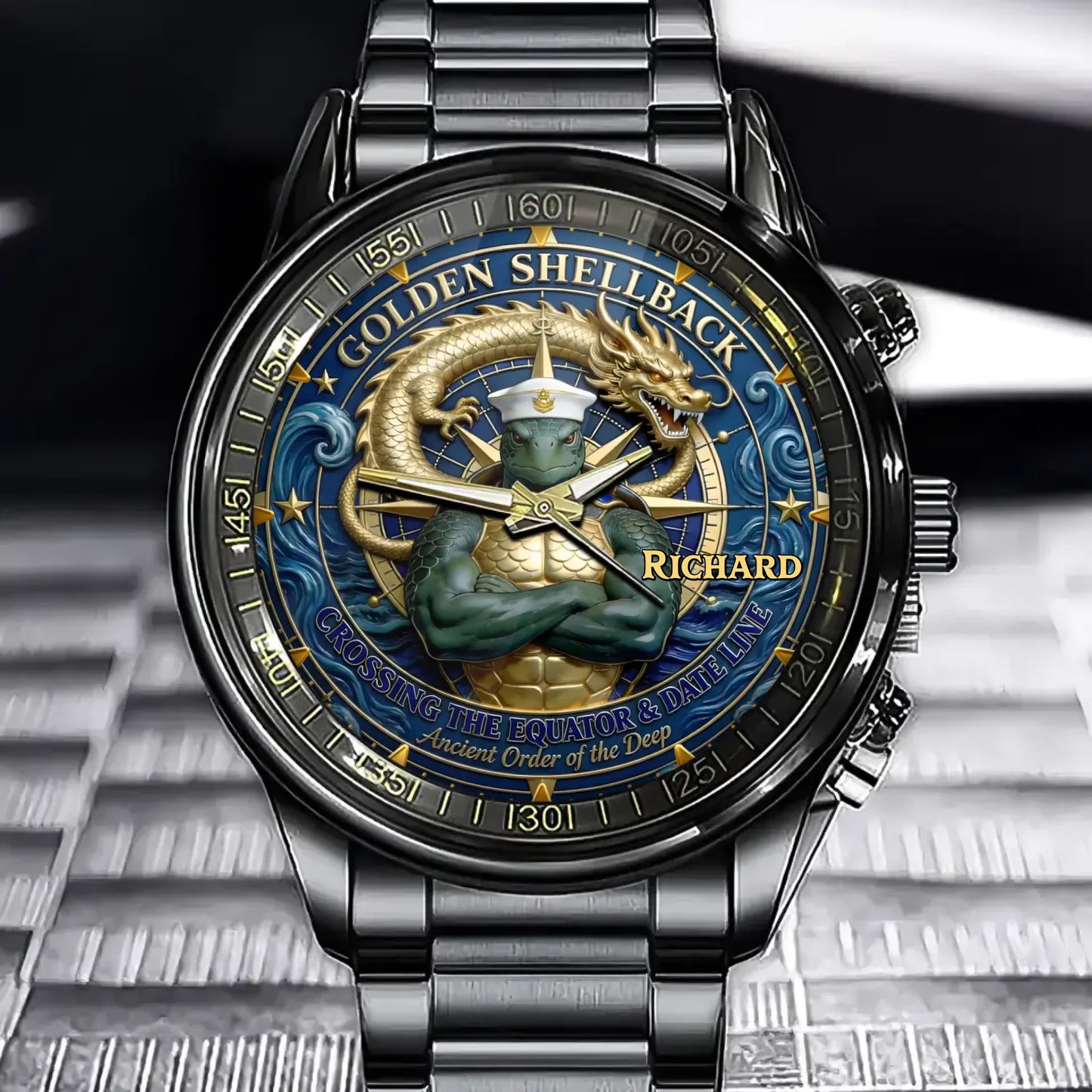 Personalized U.S. Navy Watch – Shellback, Golden Shellback, Golden Dragon & Veteran Tribute