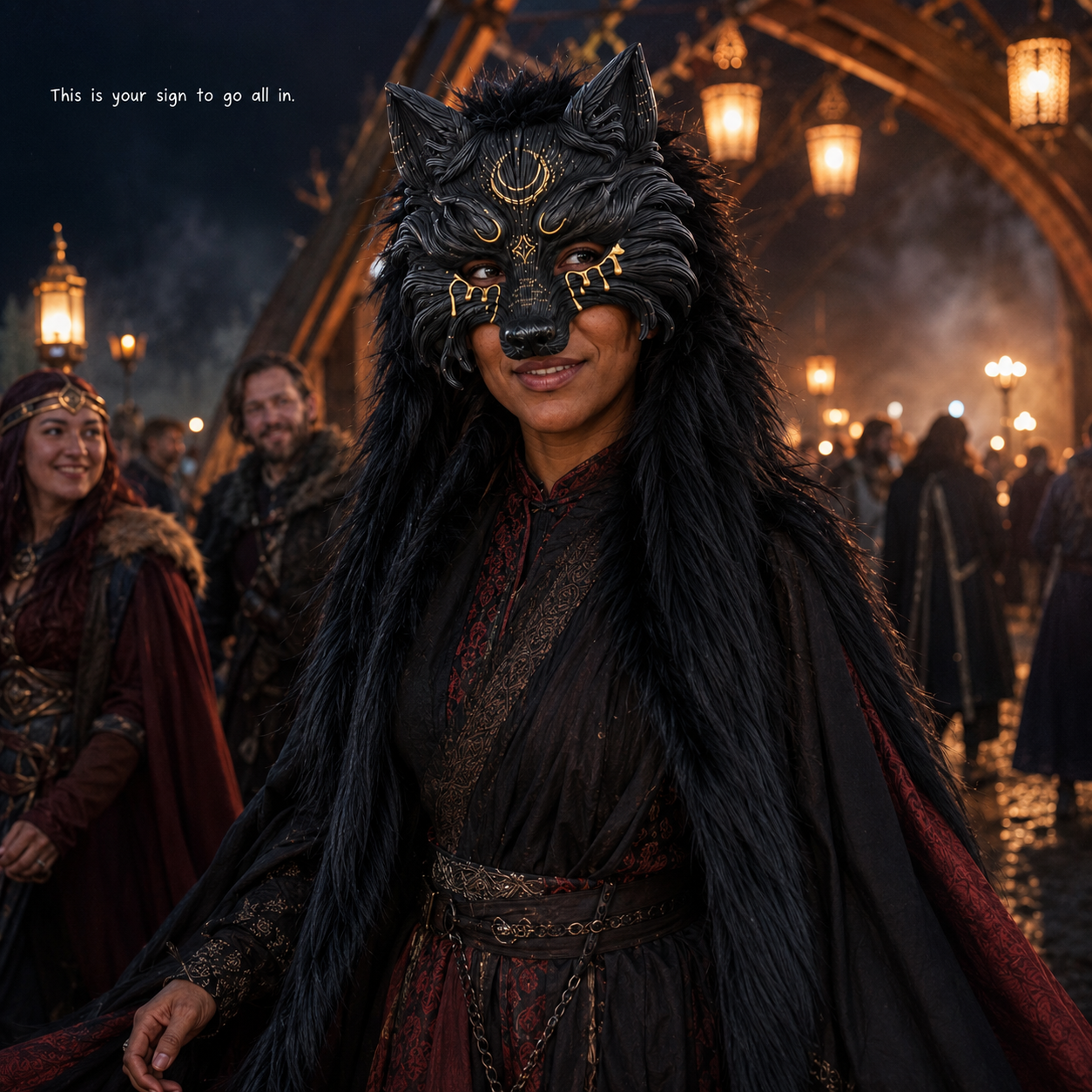 45% OFF🔥Viking Wolf Headdress – Black & Gold Werewolf Mask for Halloween, LARP & Cosplay