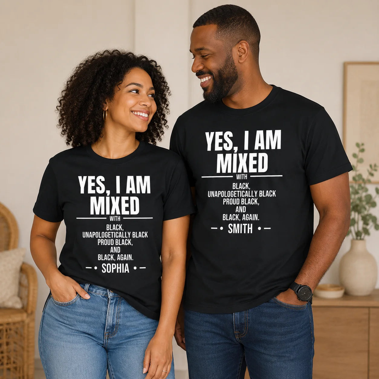 Custom Shirt - Personalized Name Black Pride Shirt For Men And Women - Yes, I Am Mixed With Black
