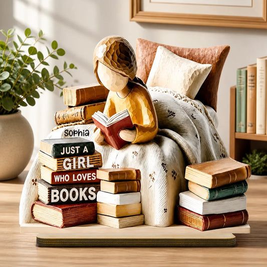 Custom Wooden Book Lover Plaque - Personalized Gifts For Readers & Bookworms - Just A Girl Who Loves Books
