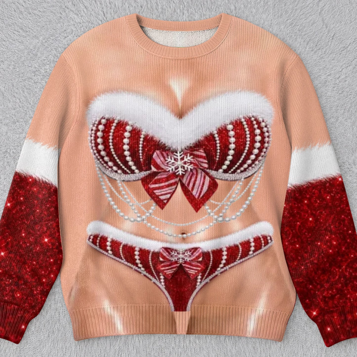 Custom Funny Ugly Sweatshirt - Personalized Christmas Birthday Gifts For Wife, Daughter, Besties, Sisters, Granddaughter, Grandma, Mom, Yourself - Santa’s Glam Favorite