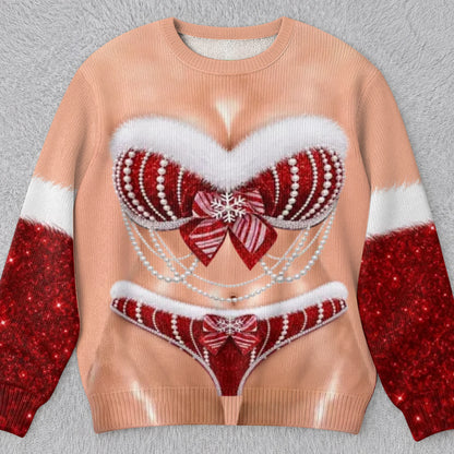 Custom Funny Ugly Sweatshirt - Personalized Christmas Birthday Gifts For Wife, Daughter, Besties, Sisters, Granddaughter, Grandma, Mom, Yourself - Santa’s Glam Favorite