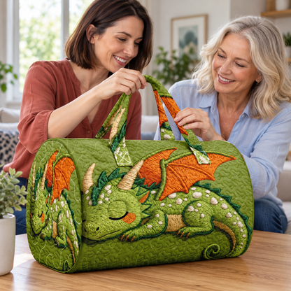 Cute Sleeping Dragon Quilted Duffel Bag – Fantasy Print Overnight & Weekender Travel Bag