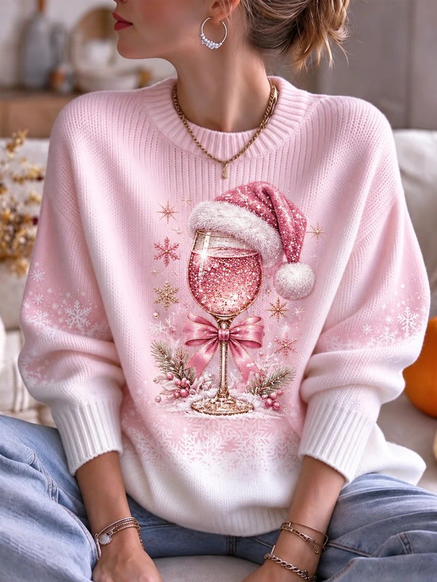 Women's Christmas Print Casual Knit Top