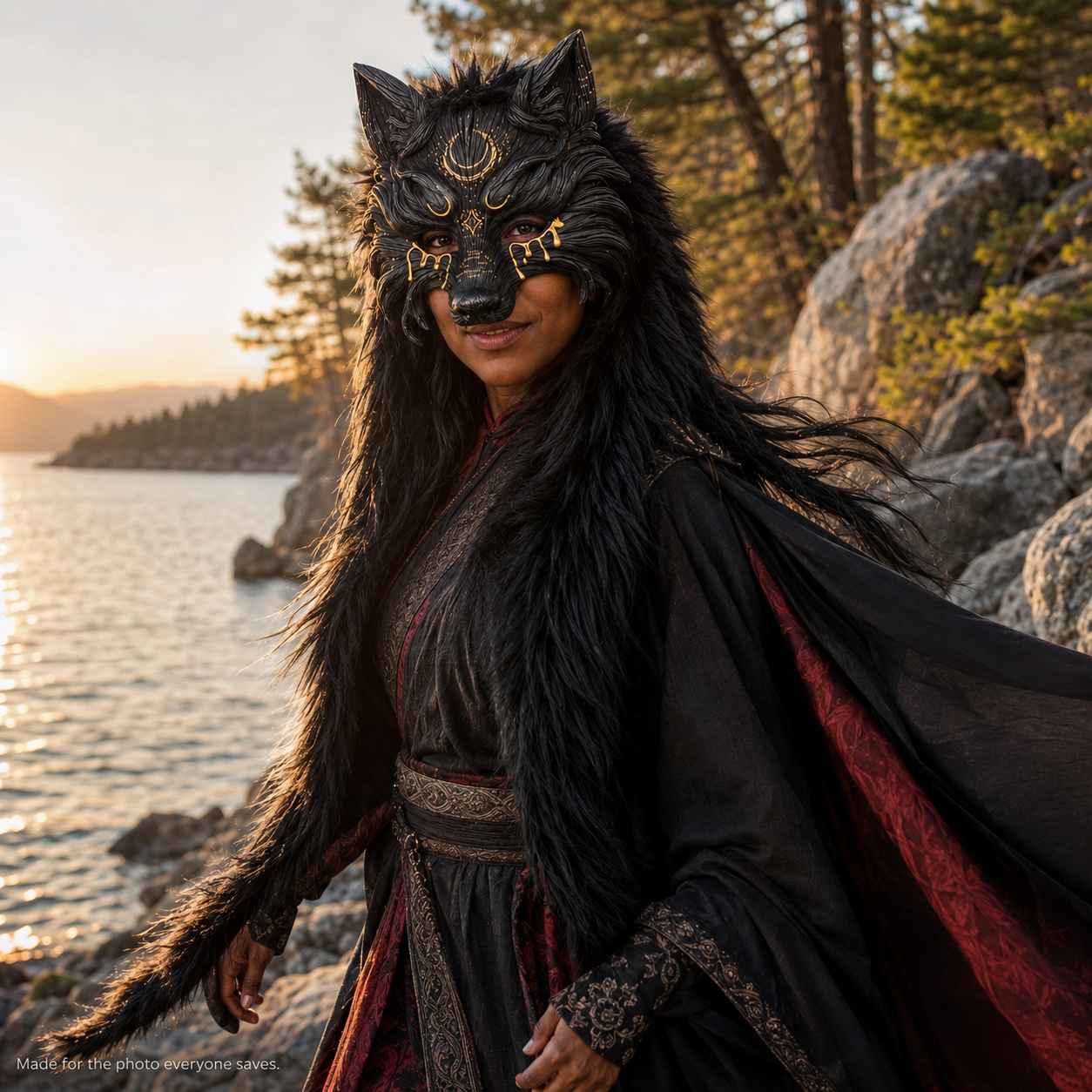45% OFF🔥Viking Wolf Headdress – Black & Gold Werewolf Mask for Halloween, LARP & Cosplay