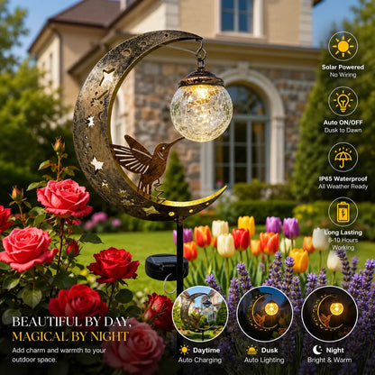 ✨ Hummingbird Moon Solar Garden Stake Light – Enchant Your Outdoor Space