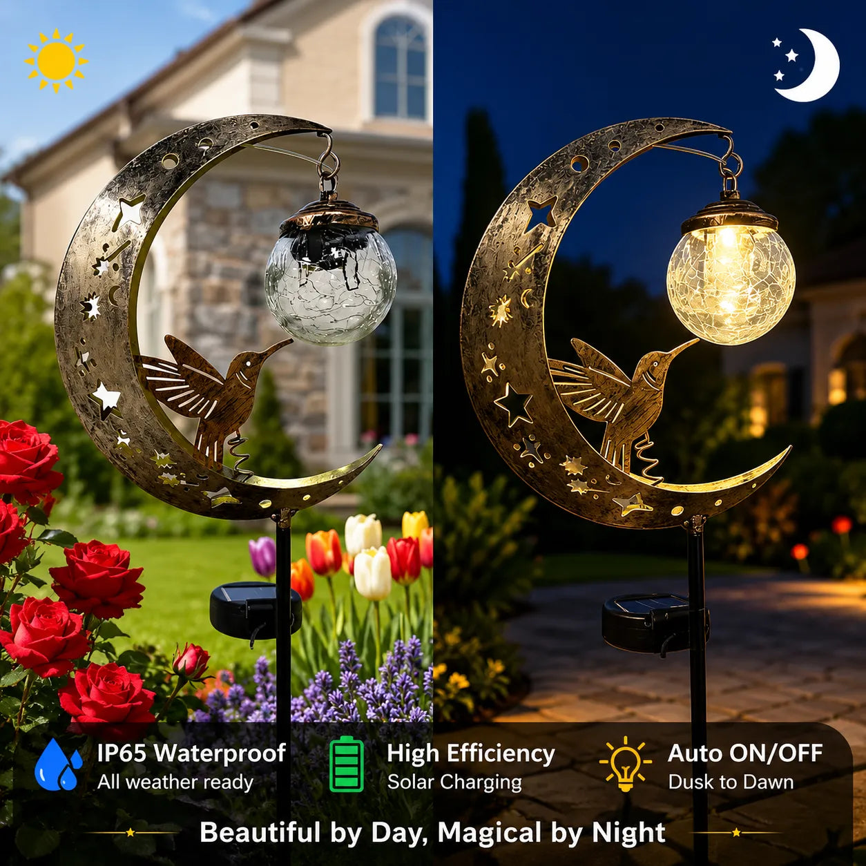 ✨ Hummingbird Moon Solar Garden Stake Light – Enchant Your Outdoor Space