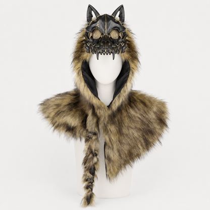 45% OFF🔥Viking Wolf Headdress – Black & Gold Werewolf Mask for Halloween, LARP & Cosplay