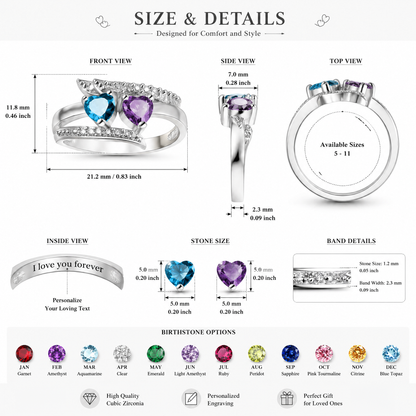 I Love You Forever - Personalized Promise Birthstones Ring