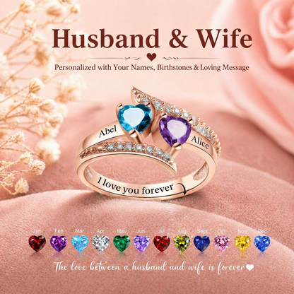 I Love You Forever - Personalized Promise Birthstones Ring
