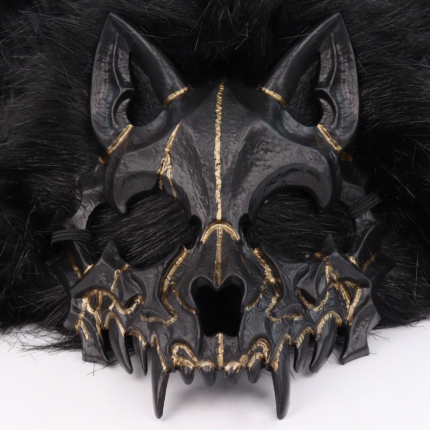 45% OFF🔥Viking Wolf Headdress – Black & Gold Werewolf Mask for Halloween, LARP & Cosplay