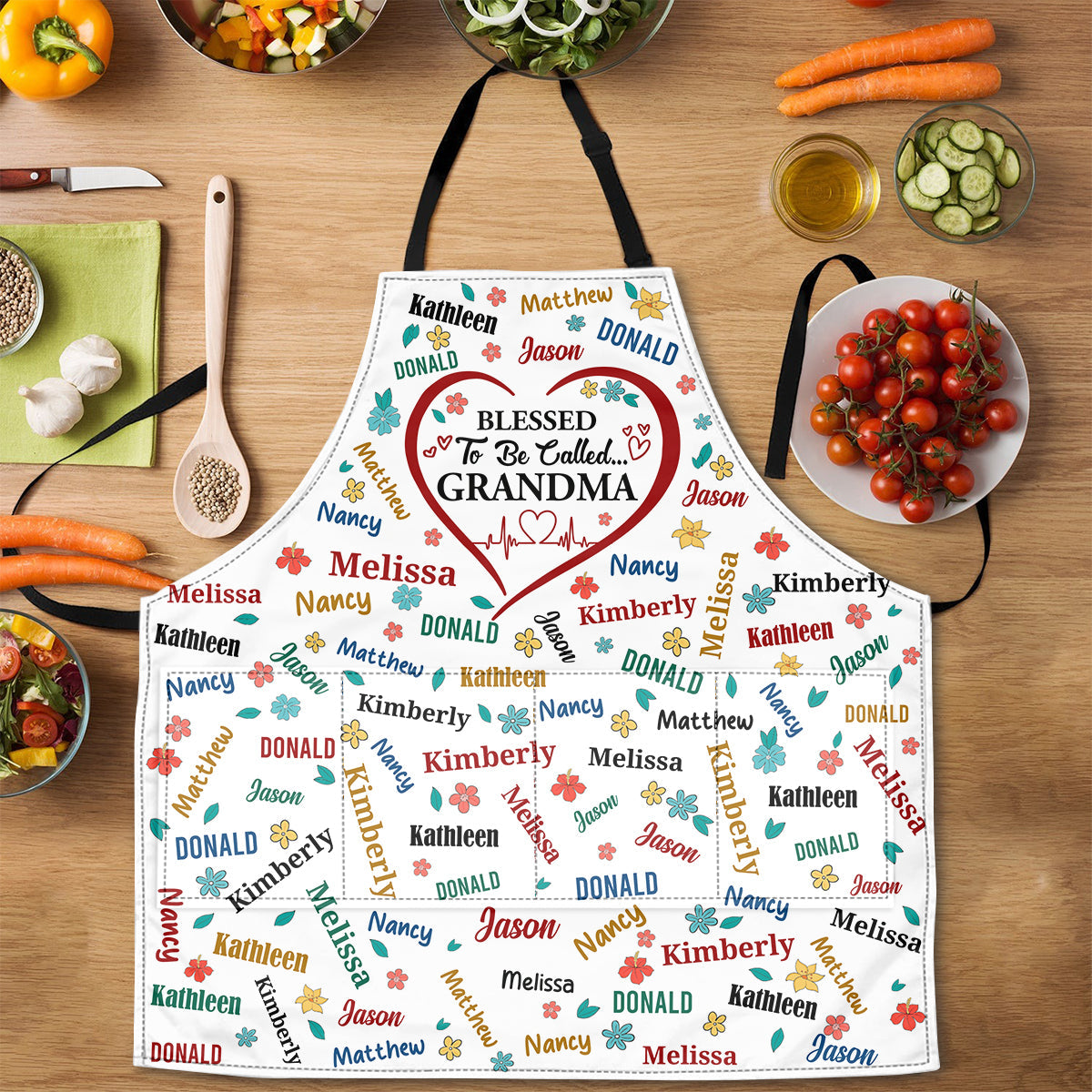 Blessed To Be Called Grandma Colorful - Personalized Apron With Pocket