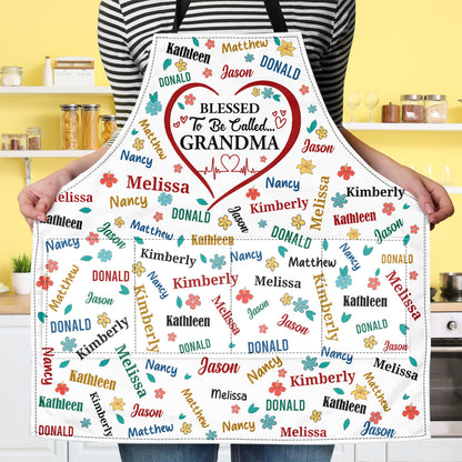 Blessed To Be Called Grandma Colorful - Personalized Apron With Pocket