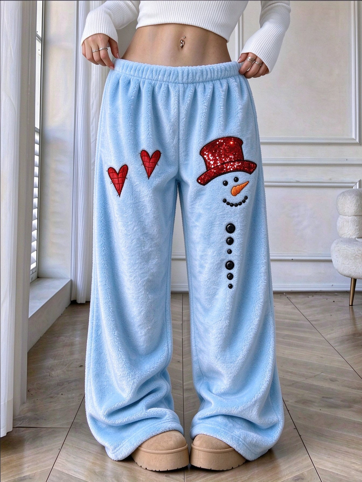 Women's Snowman-Print Flannel Pants