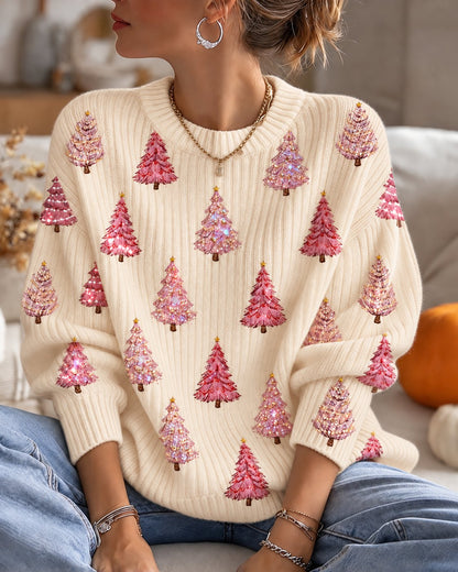 Women's Christmas Print Casual Knit Top