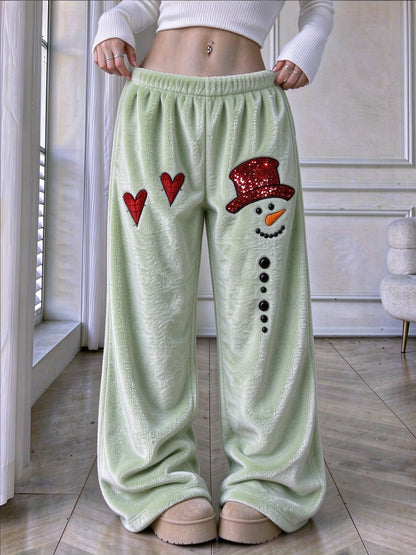 Women's Snowman-Print Flannel Pants