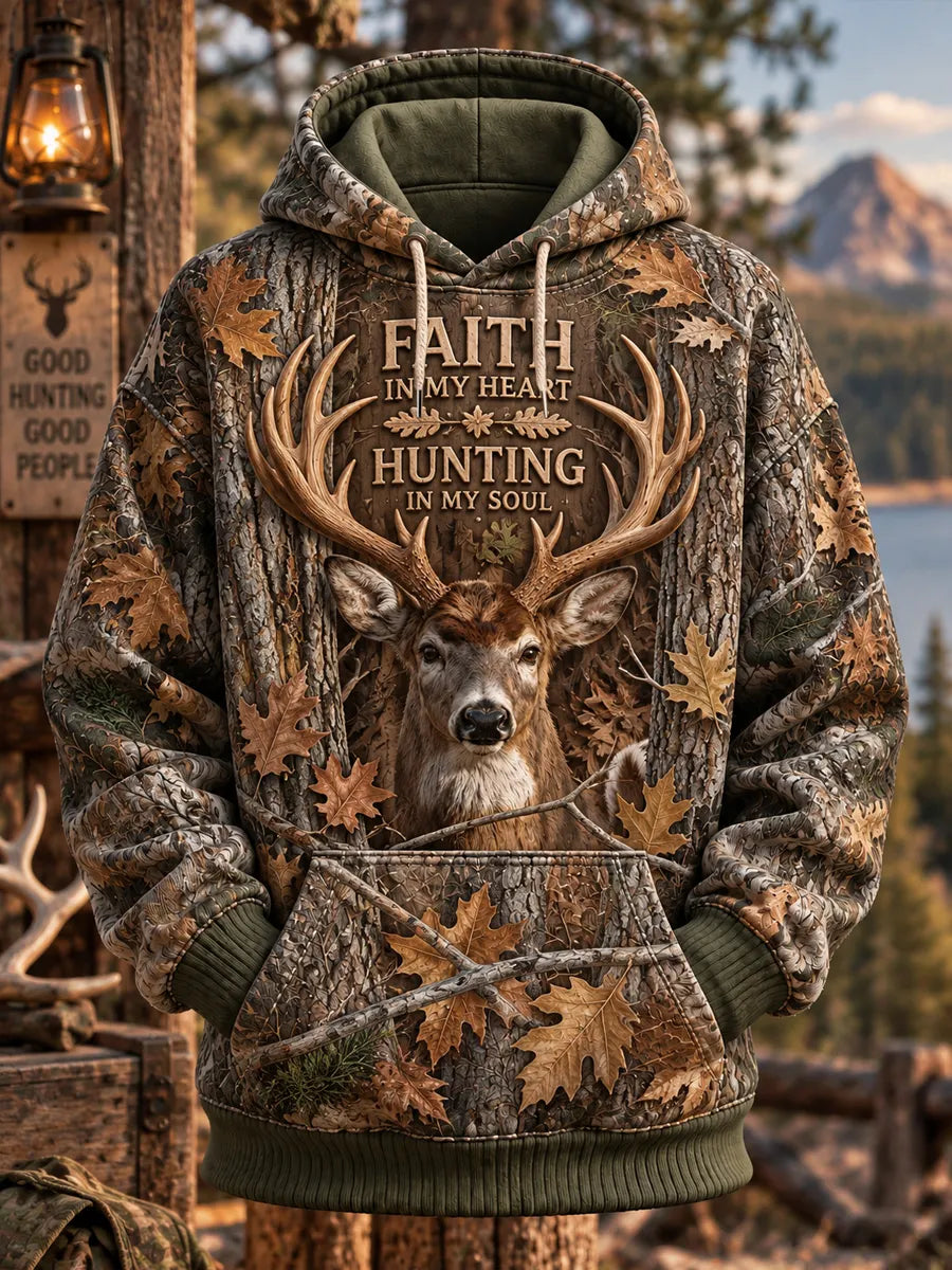 Men's “FAITH IN MY HEART · HUNTING IN MY SOUL” Hunting Season Print Hoodie