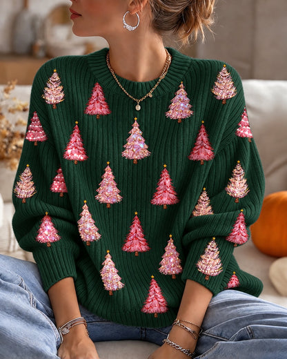 Women's Christmas Print Casual Knit Top