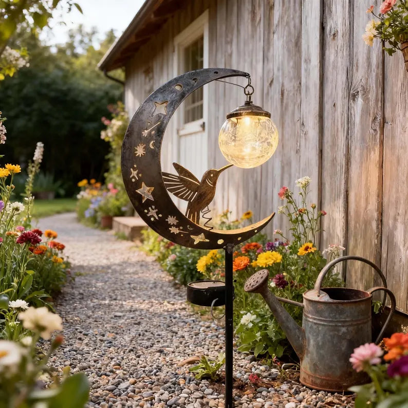 ✨ Hummingbird Moon Solar Garden Stake Light – Enchant Your Outdoor Space