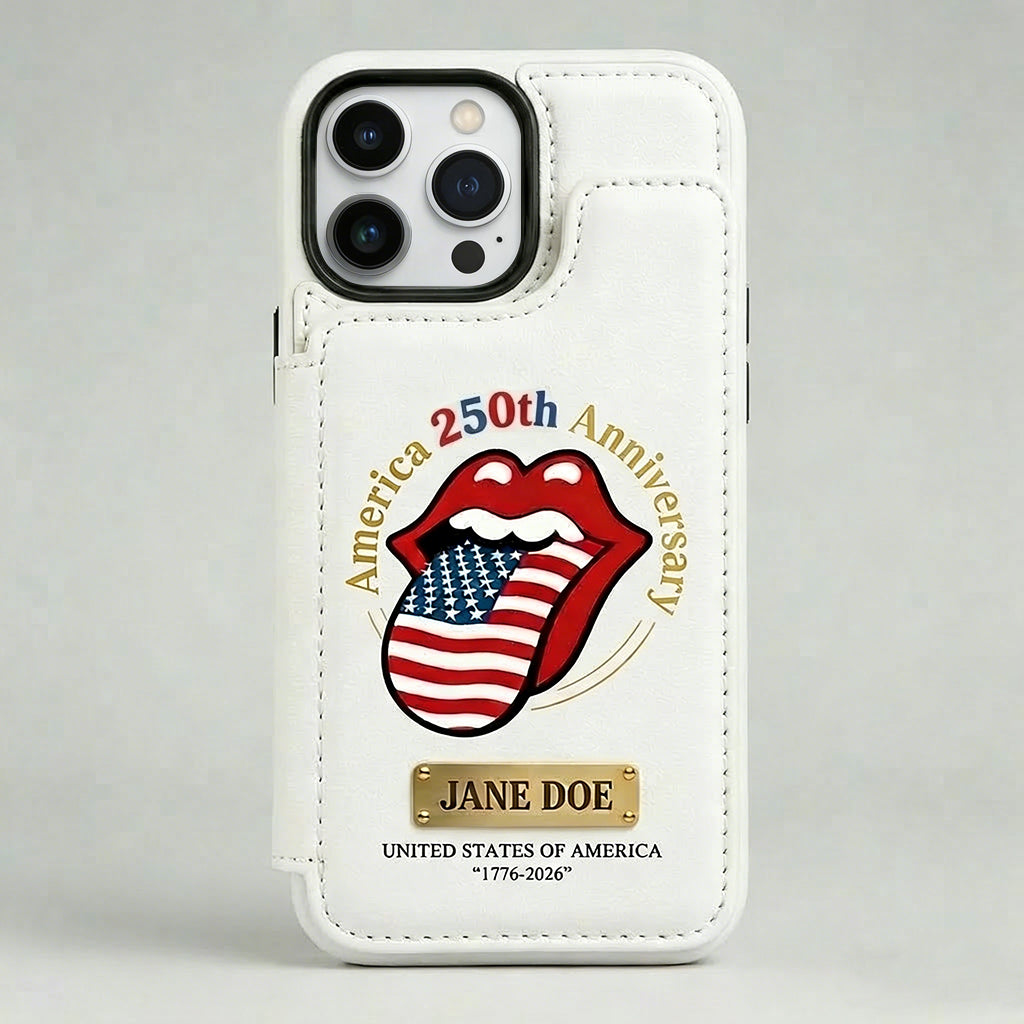 Personalized iPhone Wallet Phone Case – RS America 250th Anniversary Edition, Leather Card Holder