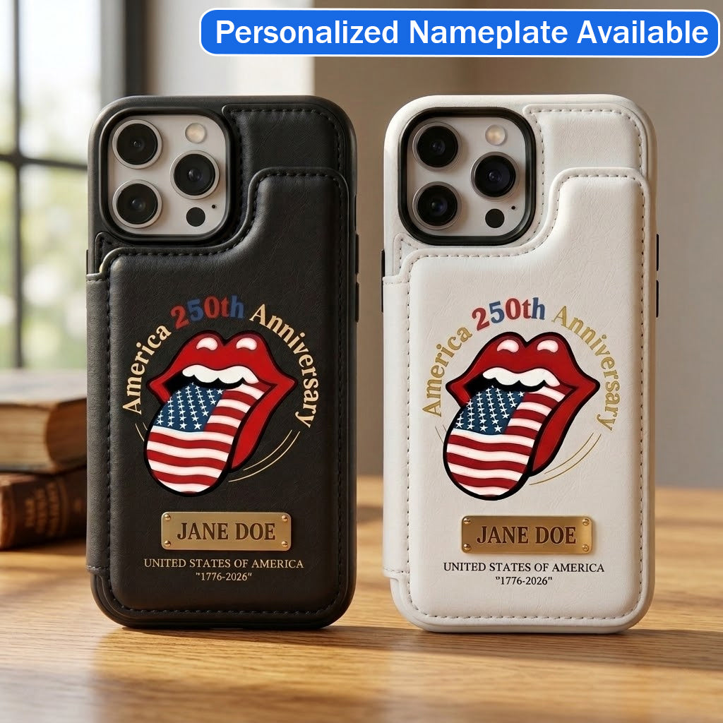 Personalized iPhone Wallet Phone Case – RS America 250th Anniversary Edition, Leather Card Holder